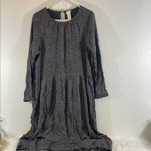 H&M Black & White Polka Dot Cottagecore Long Sleeve Flowy Dress Size Small